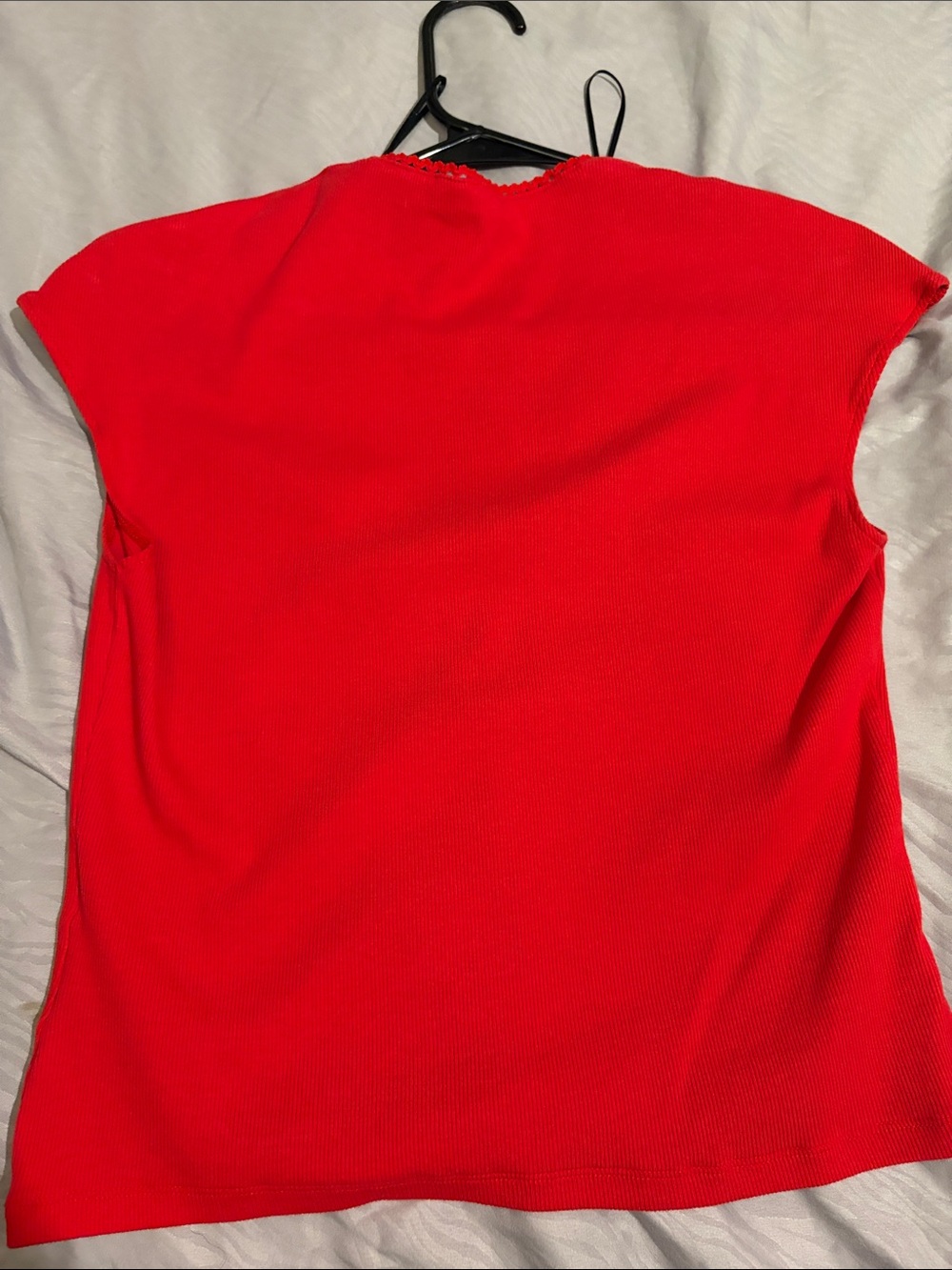 H&M Red Square-Neck Short Sleeve Ribbed Top - Picture 3 of 3